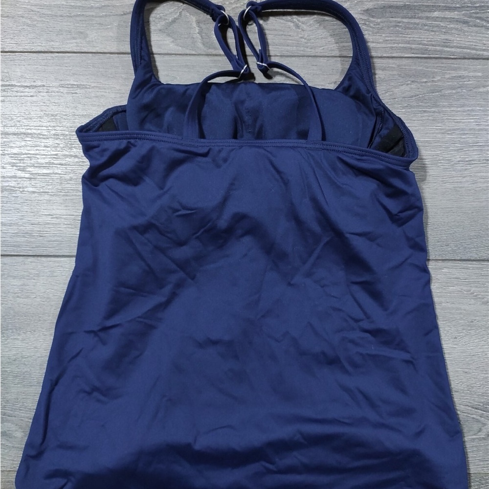 Swim Top Womens  Tall Dark Blue Navy Preowned Swimwear Cute Lake Pool